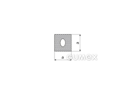Quadratisches mikroporöses Profil mit Loch, 10x10mm, Dichte 500kg/m3, EPDM, -30°C/+80°C, schwarz, 